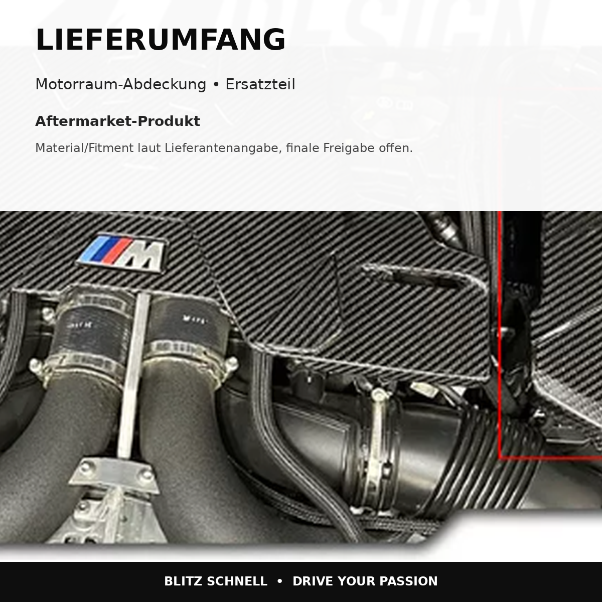 BMW M5 F90 Carbon Batterieabdeckung – Lieferumfang