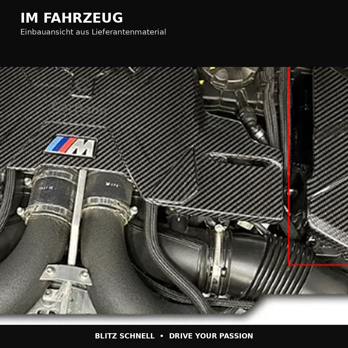 BMW M5 F90 Carbon Batterieabdeckung – Einbauansicht