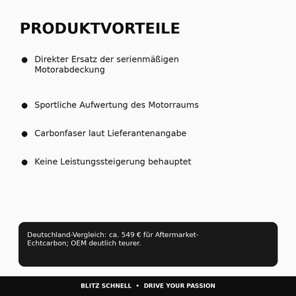BMW M5 F90 Carbon Motorabdeckung – Produktvorteile