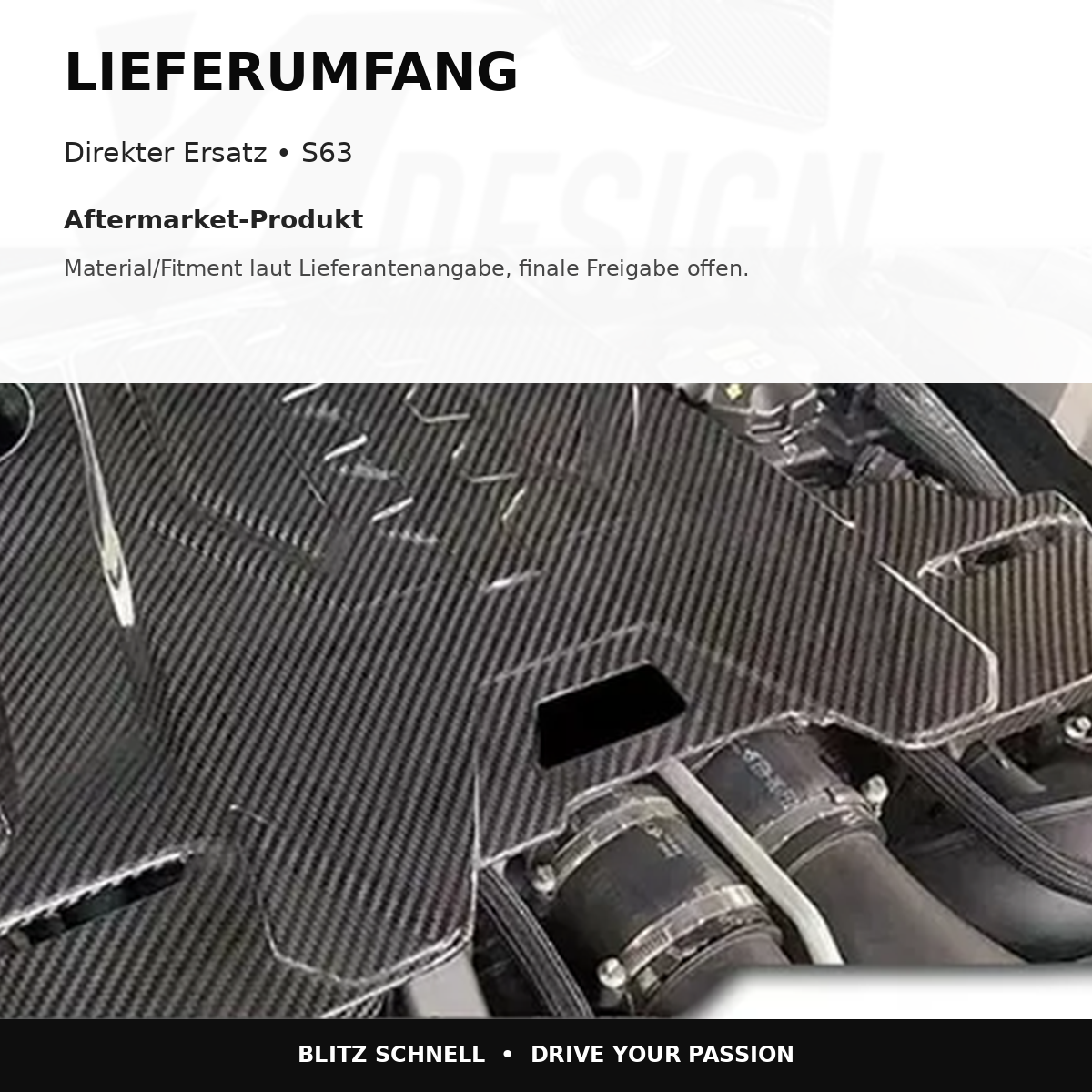 BMW M5 F90 Carbon Motorabdeckung – Lieferumfang