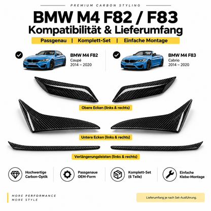 BMW M4 F82 F83 Carbon Frontstoßstangen-Ecken – Kompatibilität und Lieferumfang