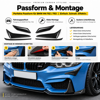 BMW M4 F82 F83 Carbon Frontstoßstangen-Ecken – Montagehinweise