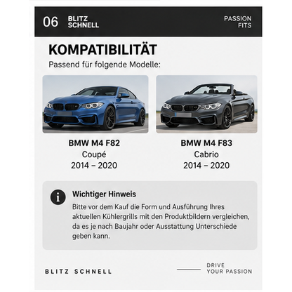 BMW M4 F82 F83 Carbon Nierengrill Austausch – Kompatibilität