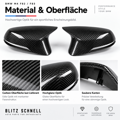 BMW M4 F82 F83 Carbon Spiegelkappen – Material und Oberfläche