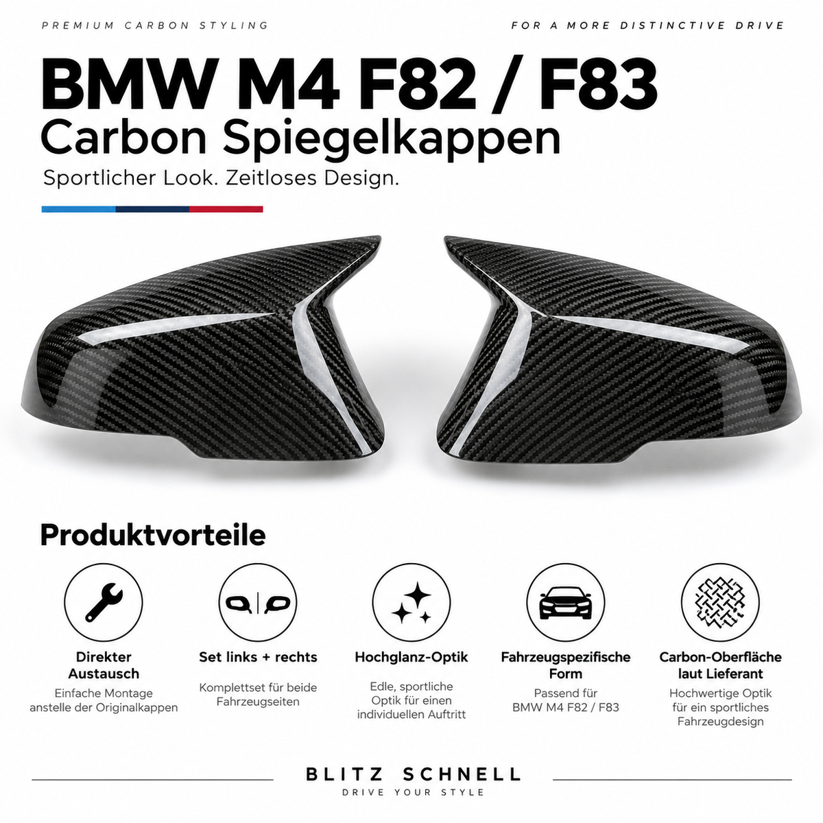 BMW M4 F82 F83 Carbon Spiegelkappen – Produktvorteile