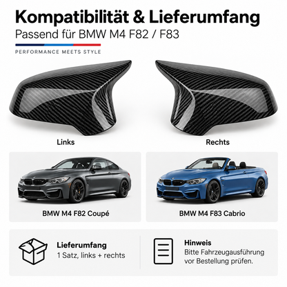 BMW M4 F82 F83 Carbon Spiegelkappen – Kompatibilität und Lieferumfang